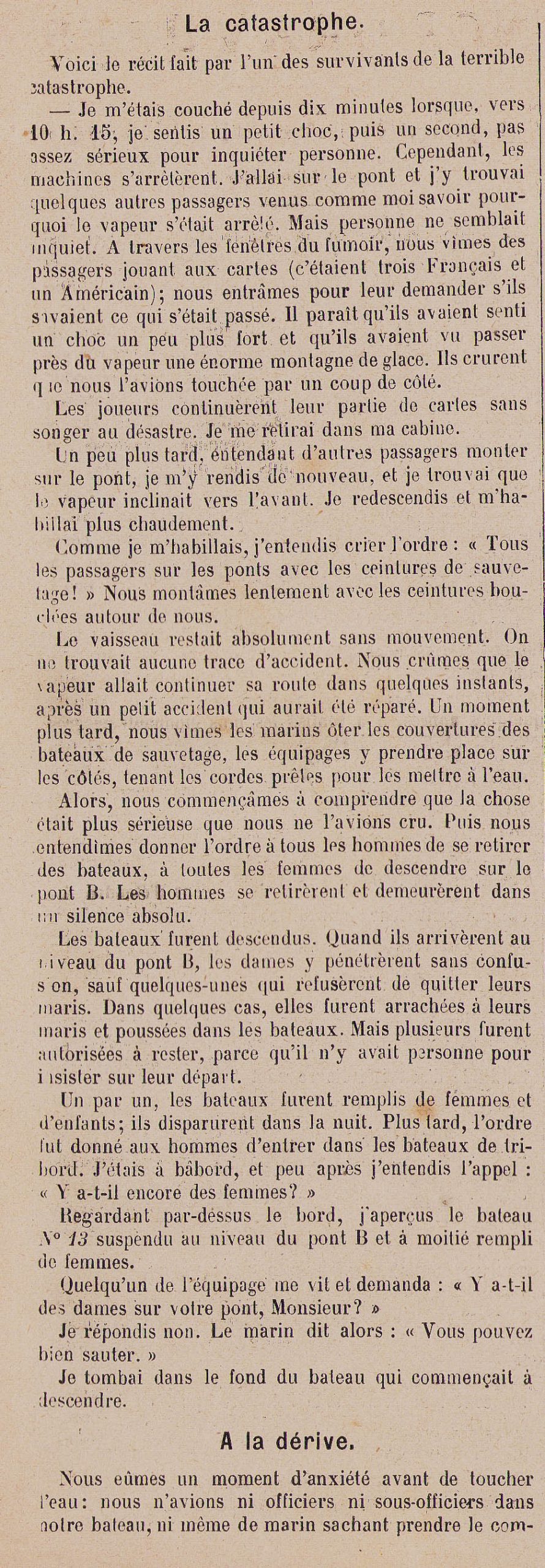 1912年4月28日民国元年法国《虔诚者》画报报道泰坦尼克号撞上冰山事件 